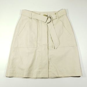 Ann taylor button down tan cream skirt belt